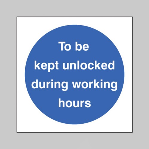 To be Kept Unlocked During Working Hours