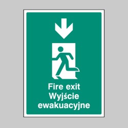 Fire Exit Arrow - Down (English / Polish)