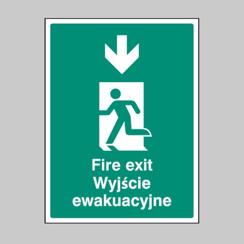 Fire Exit Arrow - Down (English / Polish)