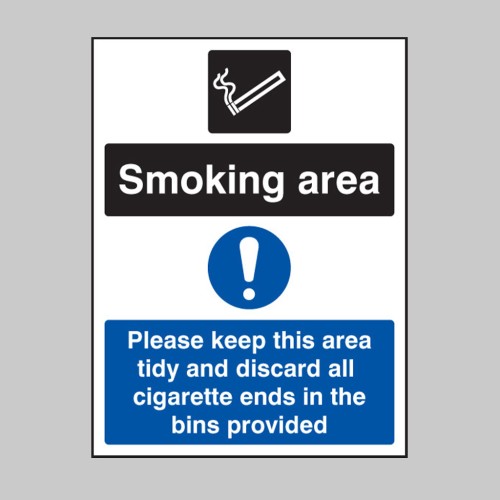 Smoking Area - Keep Area Tidy and Discard All Ends in Bins