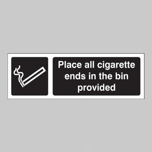 Place All Cigarette Ends in Bins Provided