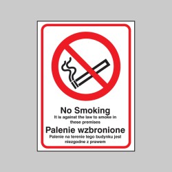 No Smoking it Is Against the Law to Smoke in Premises (English / Polish)