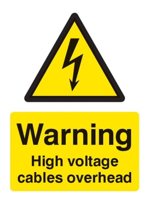 Warning High Voltage Cables Overhead