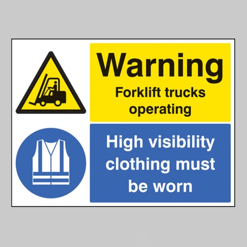 Warning - Forklift Trucks Operating - High Visibility Clothing Must be Worn