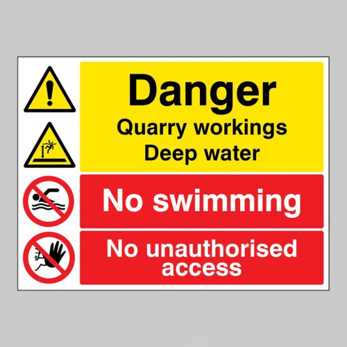 Danger - Quarry Workings - Deep Water - No Swimming - Keep out