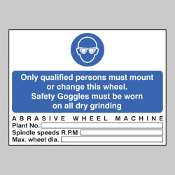 Abrasive Wheel Machine - Safety Goggles - Only Qualified users