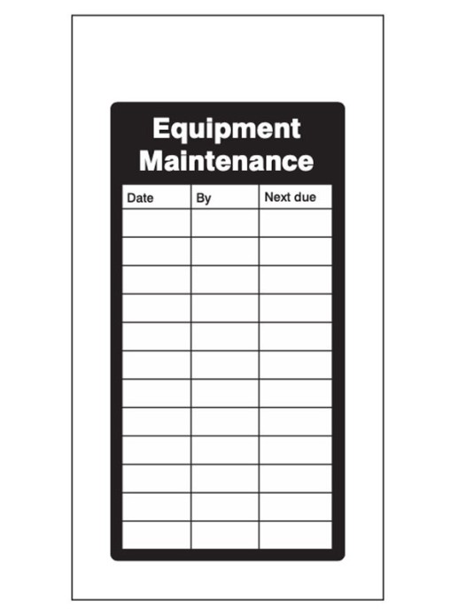 Equipment Maintenance Record Tags