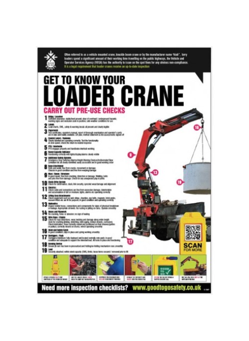 Loader Crane Inspection Checklist Poster 5139