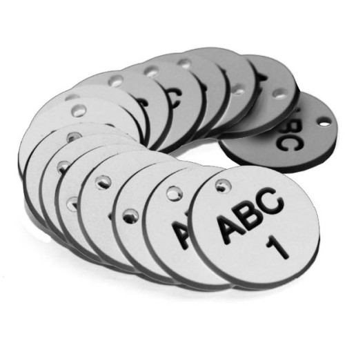 Engraved Valve Tags - White with Black Text