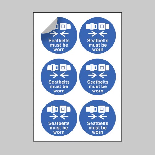 Seatbelts Must be Worn - Labels (Sheet of 6)