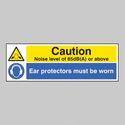 Noise Level 85dB(A) Ear Protectors Worn