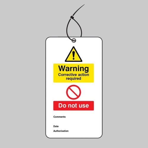 Warning - Corrective Action Required - Double Sided Tags (Pack of 10)