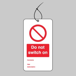 Do Not Switch On - Double Sided Safety Tag (Pack of 10)