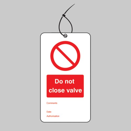 Do Not Close Valve - Double Sided Tags (Pack of 10)