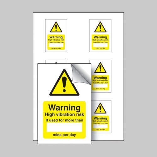 High Vibration Risk If Used Minutes / per Day Labels (Sheet of 6)