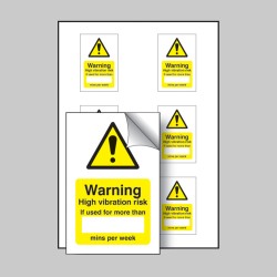 High Vibration Risk If Used - Labels (Sheet of 6)