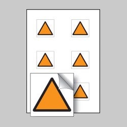 Orange Triangle Vibration Safety - Labels (Sheet of 6)