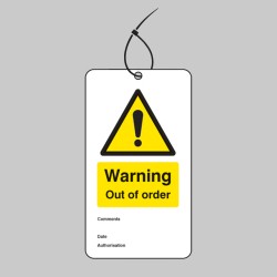 Warning - Out of Order - Double Sided Safety Tag (Pack of 10)