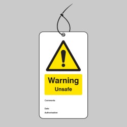 Warning - Unsafe - Double Sided Safety Tag (Pack of 10)