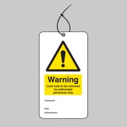 Warning - Lockout to be Removed Etc.. - Double Sided Safety Tag (Pack of 10)