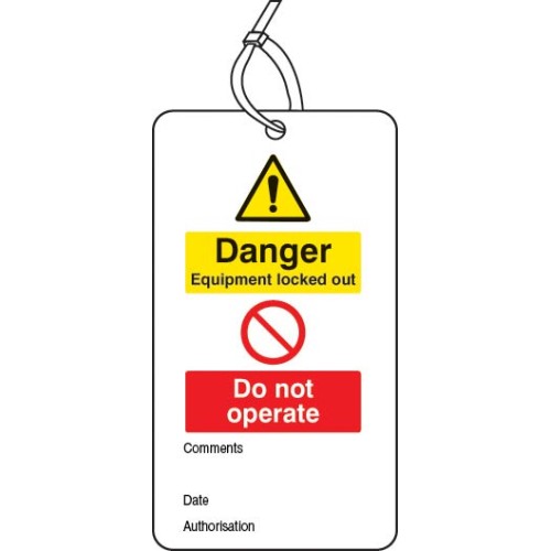 Lockout Tag - Danger - Equipment Locked Out Do Not Operate - 80 x 150mm (Pack of 10)