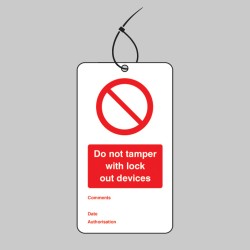 Lockout Tag - Do Not Tamper with Lock Out Devices - 80 x 150mm (Pack of 10)