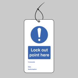 Lockout Tag - Lock Out Point Here - 80 x 150mm (Pack of 10)