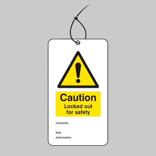 Lockout Tag - Caution - Locked Out for Safety (Pack of 10)