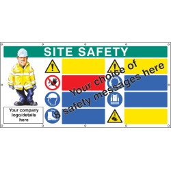 Custom Site Safety Banner - Select 8 Safety Messages - Add Logo & Details