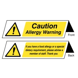 Food Allergy Notice - Double Sided Plastic Table Cards (Pack of 5)