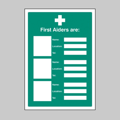 First Aiders Are (Space for 3) - Adapt-a-Sign