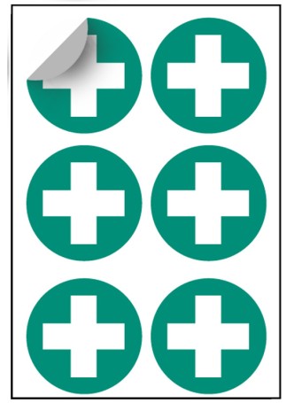 6 x First Aid Symbol - 65mm Diameter