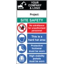 No Admittance - Hard Hat - Footwear - Hi Vis - Multi-Message Site Safety Board