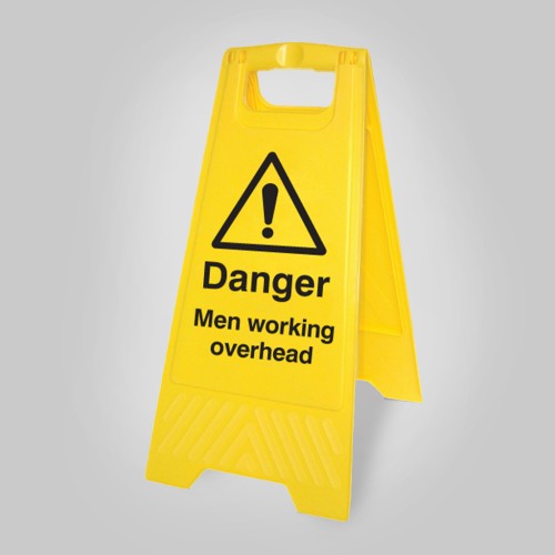 Danger - Men Working Overhead - Self Standing Folding Sign