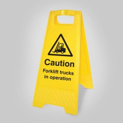 Caution - Forklift Trucks in Operation  - Self Standing Floor Sign