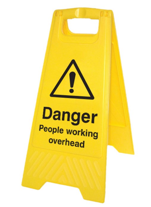 Danger People Working Overhead Self Standing Floor Sign