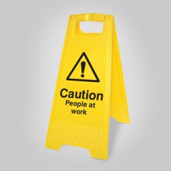 Caution - People at Work - Self Standing Floor Sign