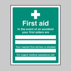 In the Event of an Accident - Your First Aiders are - First Aid Box is