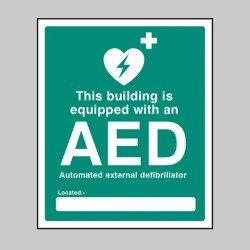 This Building is equipped with an AED Located (Space for Location)