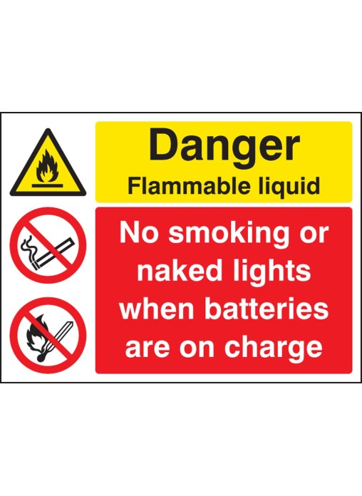 Flammable Liquid No Smoking Naked Lights Batteries On Charge