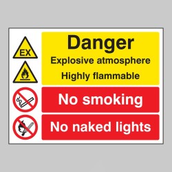 Explosive Atmosphere Highly Flammable No Smoking / Naked Lights