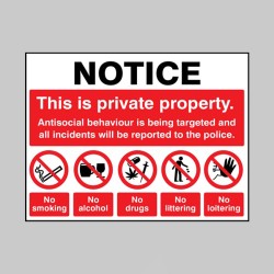 Notice - This is Private Property Antisocial Behaviour is Being Targeted