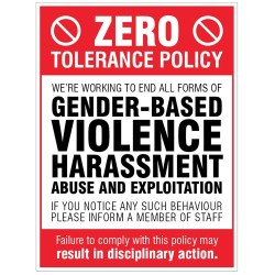 Zero Tolerance Policy - Gender based Violence - Harassment - Abuse & Exploitation