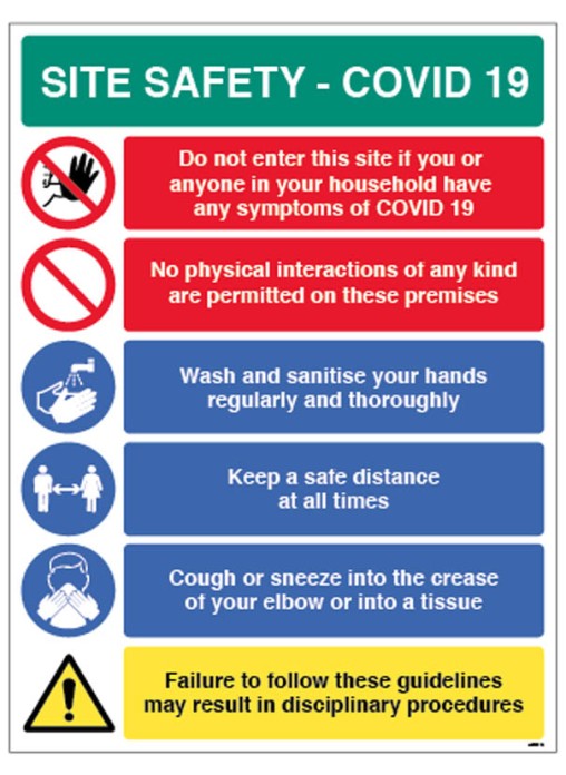 Coronavirus Site Safety Board with 6 Messages - 0 / 1m / 2m Options